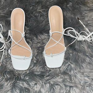 White Lace-Up Heels